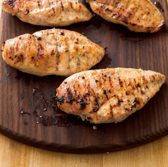 Grilled boneless, skinless chicken breasts