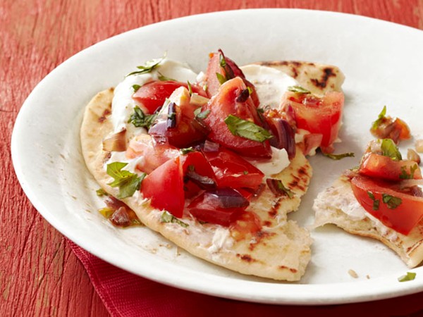 Grilled bread with tomato-ginger salad