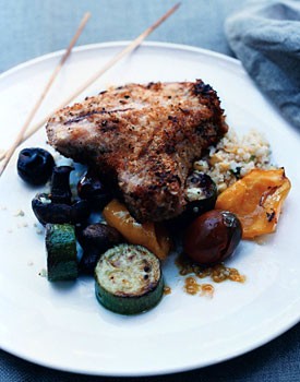Grilled breaded pork chops