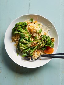 Grilled broccoli and orzo