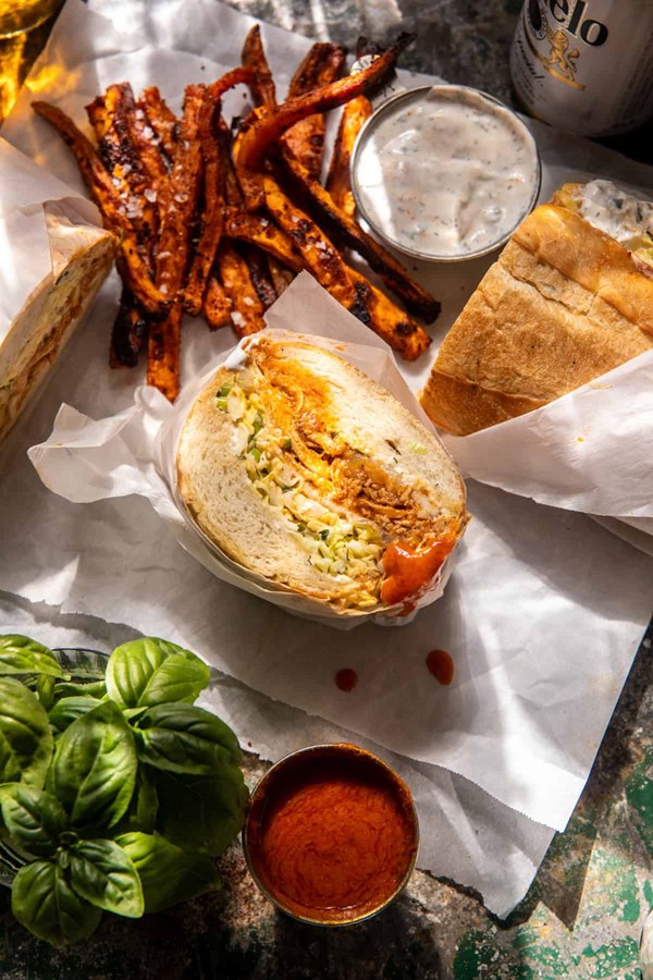 Grilled Buffalo chicken sub sandwich