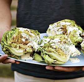 Grilled butter lettuce with buttermilk-chive dressing