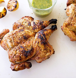 Grilled butterflied lemon chicken