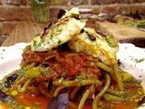 Grilled butterflied monkfish with a sweet runner bean stew