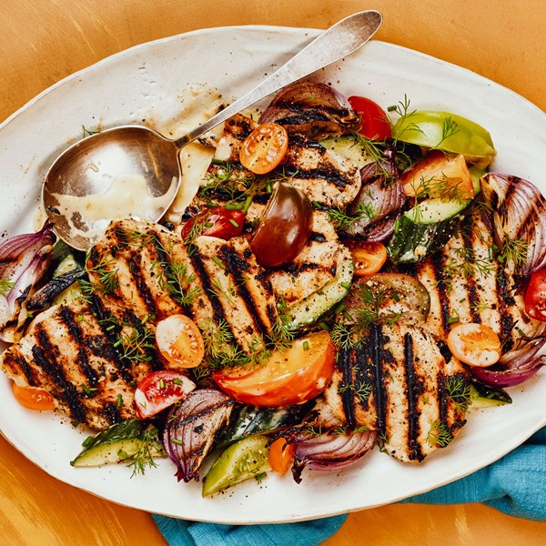 Grilled buttermilk chicken with summer salad