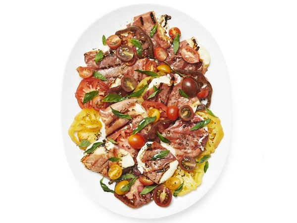 Grilled Caprese with prosciutto 