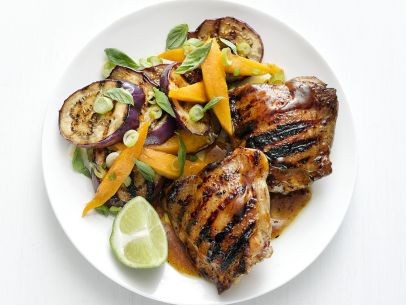 Grilled Caribbean chicken thighs