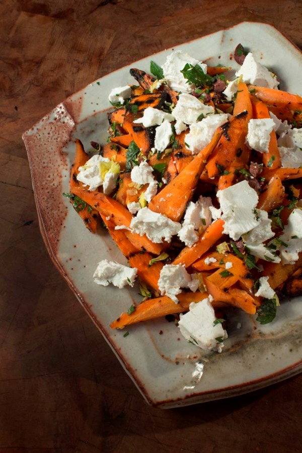 Grilled carrot and feta salad