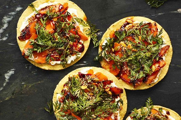 Grilled carrot tostadas