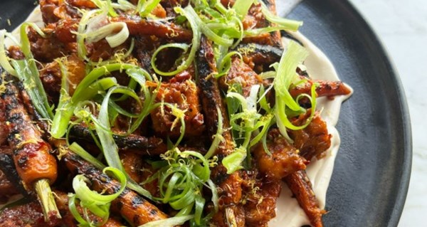 Grilled carrots and tofu with harissa