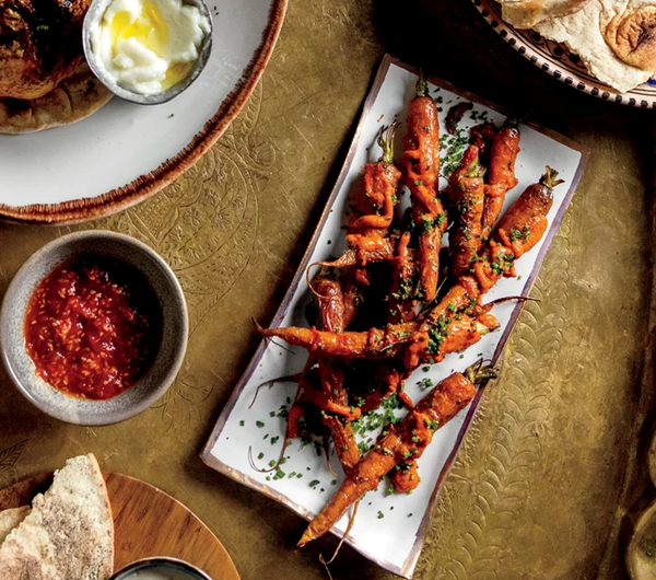 Grilled carrots with lemon and harissa
