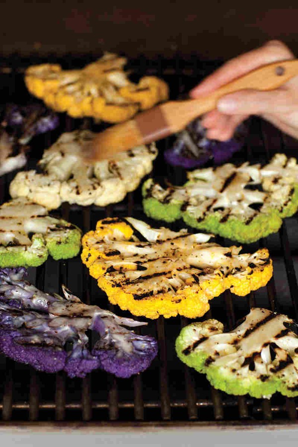 Grilled cauliflower steaks with tahini sauce