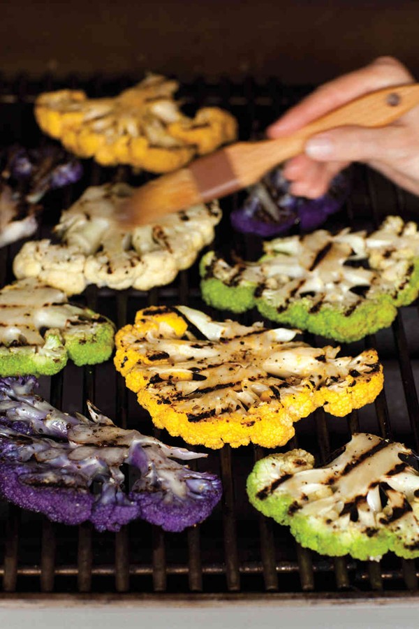 Grilled cauliflower steaks with tahini sauce