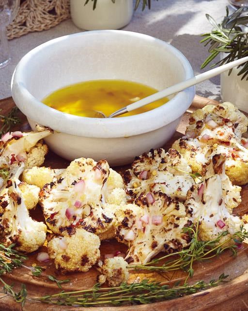 Grilled cauliflower with lemon vinaigrette