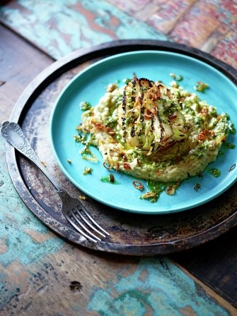 Grilled cauliflower with winter pesto