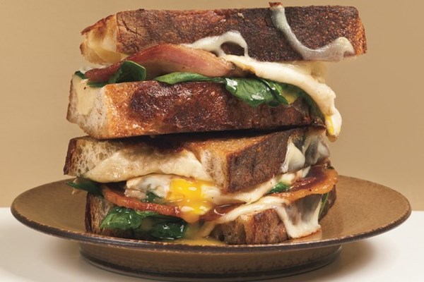 Grilled cheese and fried egg sandwiches 