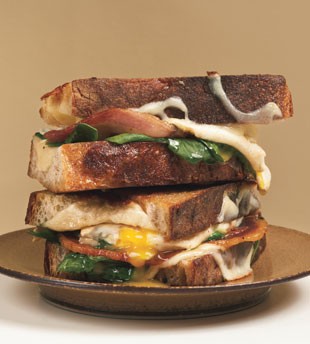 Grilled cheese and fried egg sandwiches