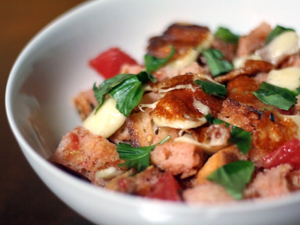 Grilled cheese curd panzanella