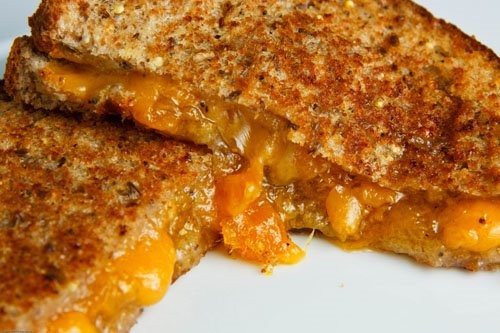 Grilled cheese sandwich with mango and cardamom jam