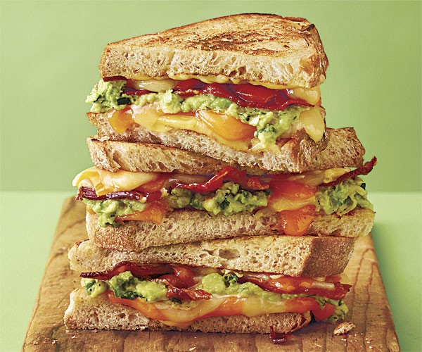 Grilled cheese with bacon and guacamole