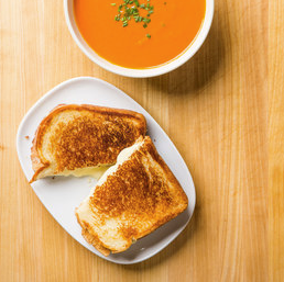 Grilled cheese with tomato soup for two