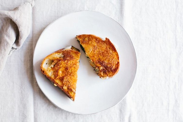 Grilled cheese with zucchini, basil, and Gruyère