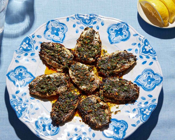 Grilled chermoula sardines