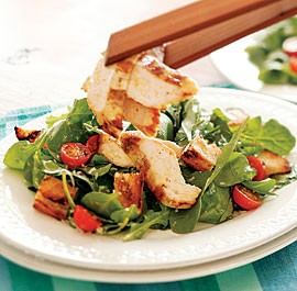 Grilled chicken & arugula Caesar salad with grilled croutons