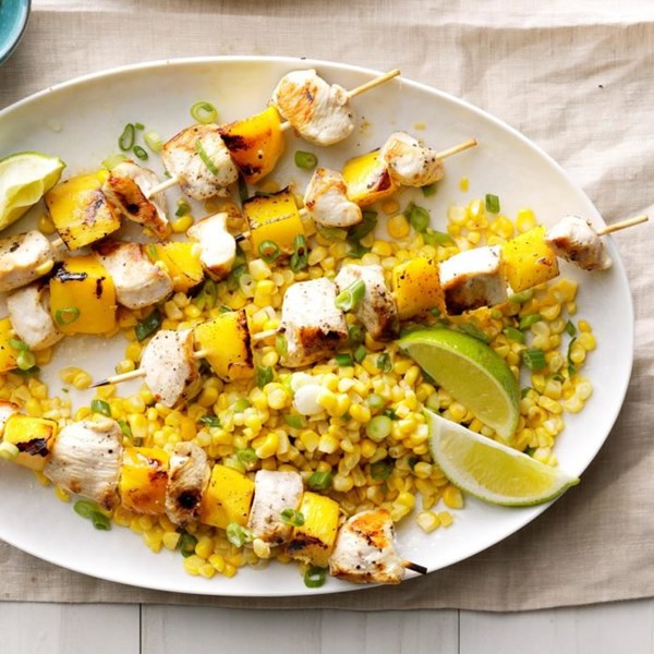 Grilled chicken & mango skewers 