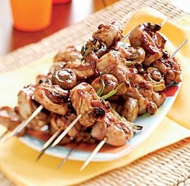 Grilled chicken & mushroom yakitori