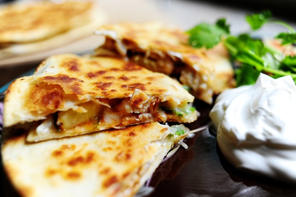 Grilled chicken & pineapple quesadillas