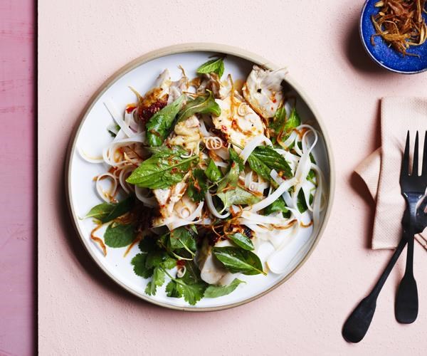 Grilled chicken & rice noodle salad