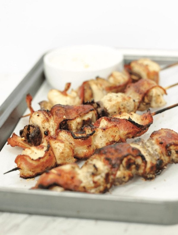 Grilled chicken and bacon ranch kabobs