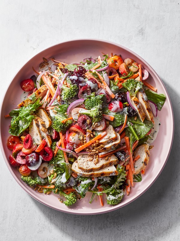Grilled chicken and cherry salad