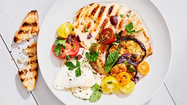 Grilled chicken-and-eggplant "Caprese"