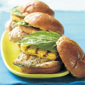 Grilled chicken and pineapple sandwiches