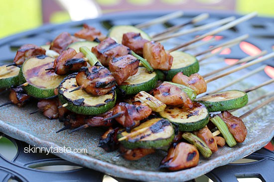 Grilled chicken and zucchini yakitori