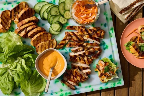 Grilled chicken bánh mì board
