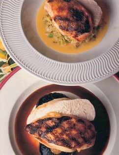 Grilled chicken breast with braised pearl barley, lemon and thyme