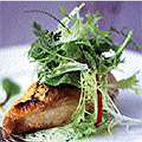 Grilled chicken breasts with sorrel sauce