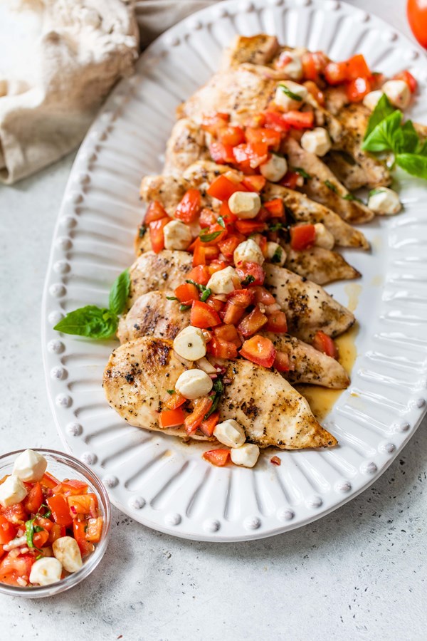 Grilled chicken bruschetta