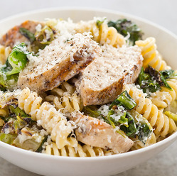 Grilled chicken Caesar pasta salad