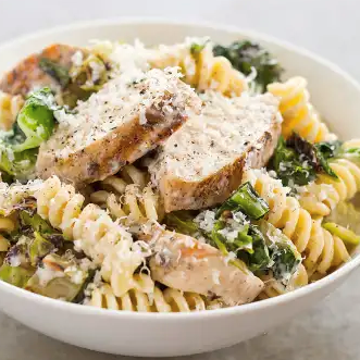 Grilled chicken Caesar pasta salad