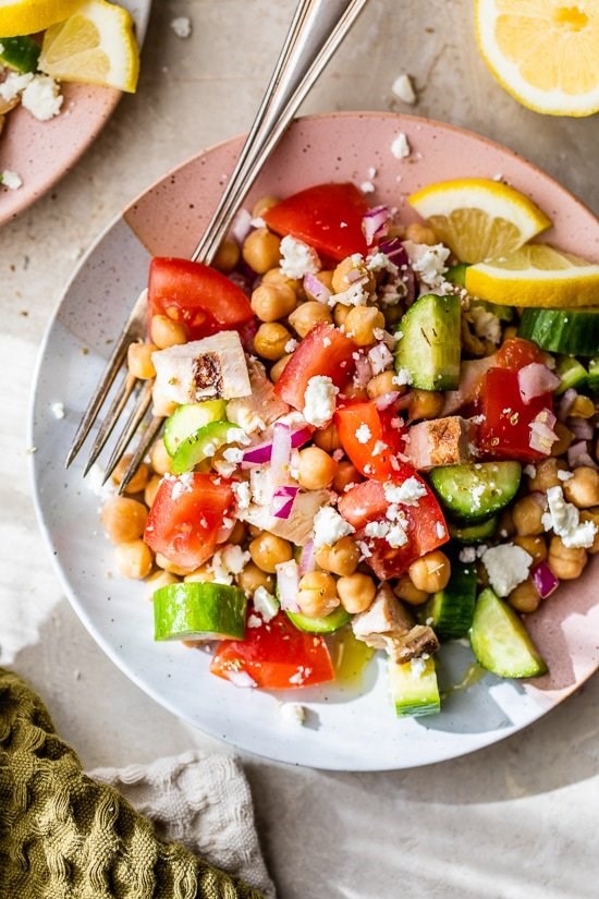 Grilled chicken chickpea salad
