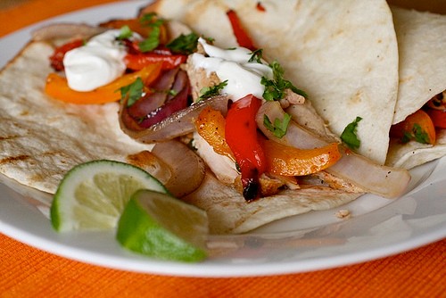 Grilled chicken fajitas