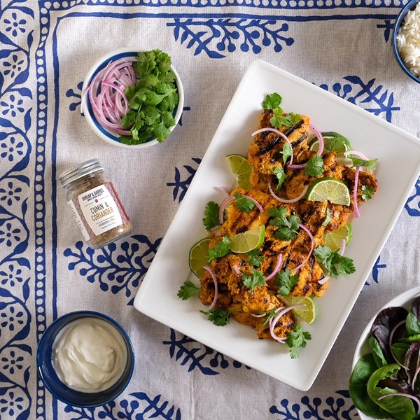 Grilled chicken marinated in yogurt