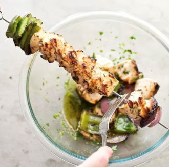 Grilled chicken souvlaki