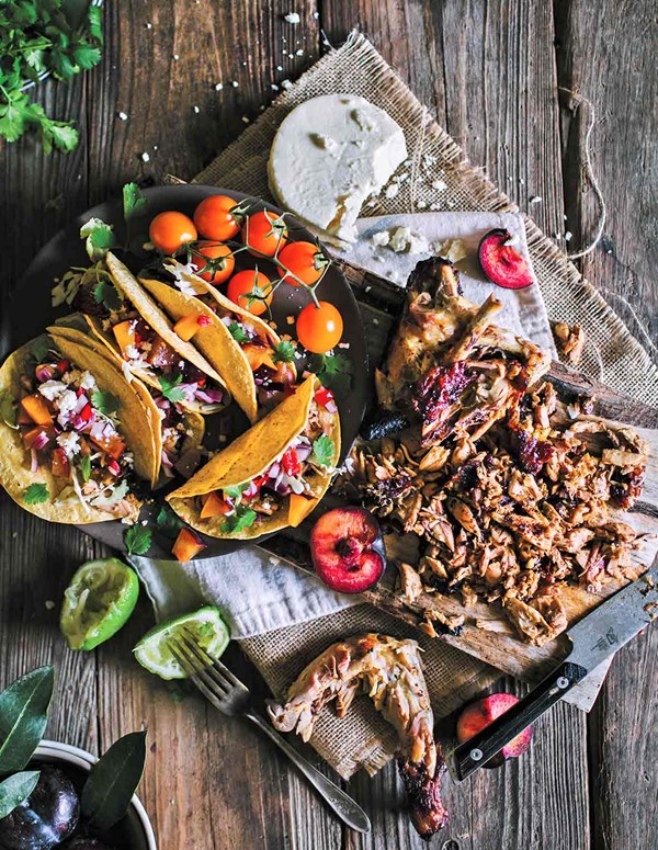 Grilled chicken tacos with fruit salsa