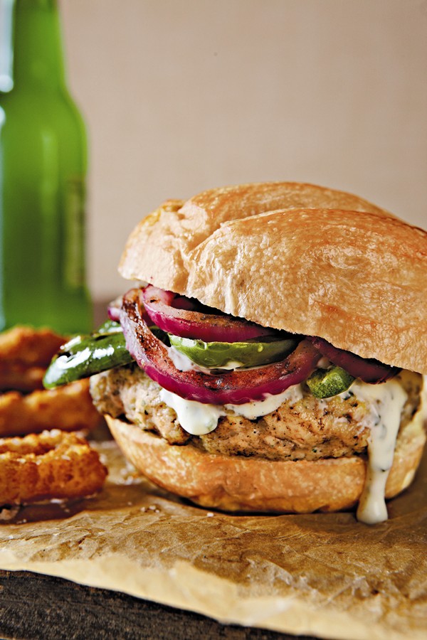 Grilled chicken tequila burgers