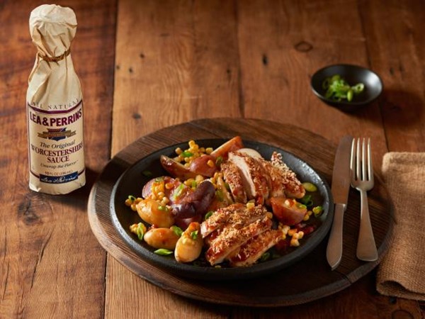 Grilled chicken thighs with tangy tomato sauce